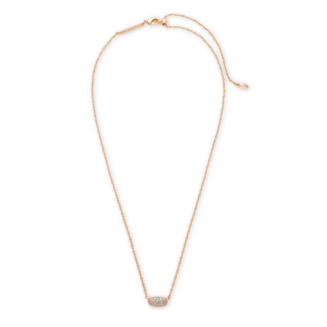 Kendra Scott | Grayson Rose Gold Pendant Necklace in White Crystal - Giddy Up Glamour Boutique
