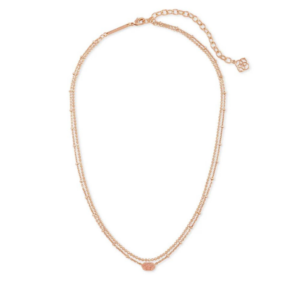 Kendra Scott | Emilie Rose Gold Multi Strand Necklace in Sand Drusy - Giddy Up Glamour Boutique