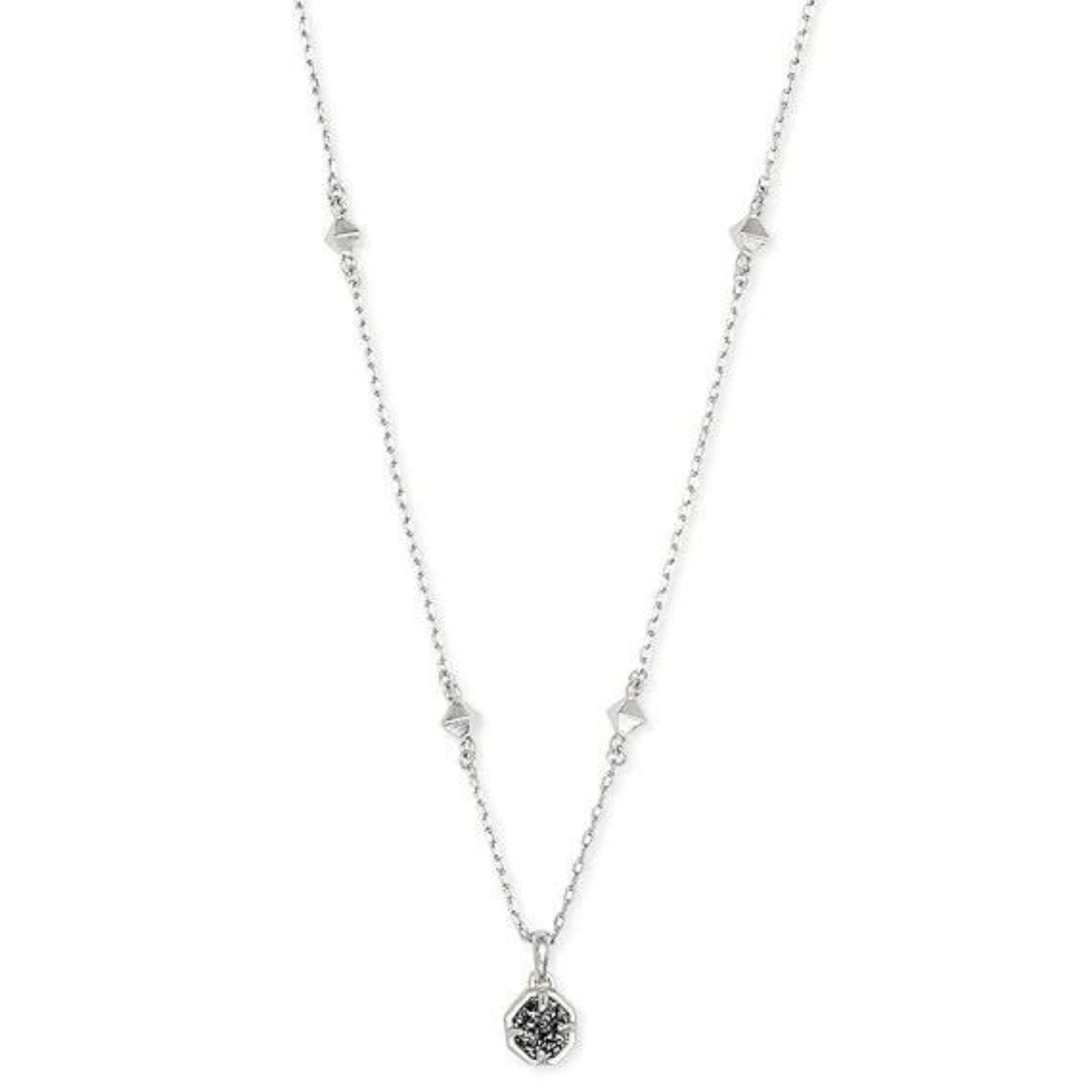 Kendra Scott | Nola Silver Pendant Necklace in Platinum Drusy - Giddy Up Glamour Boutique