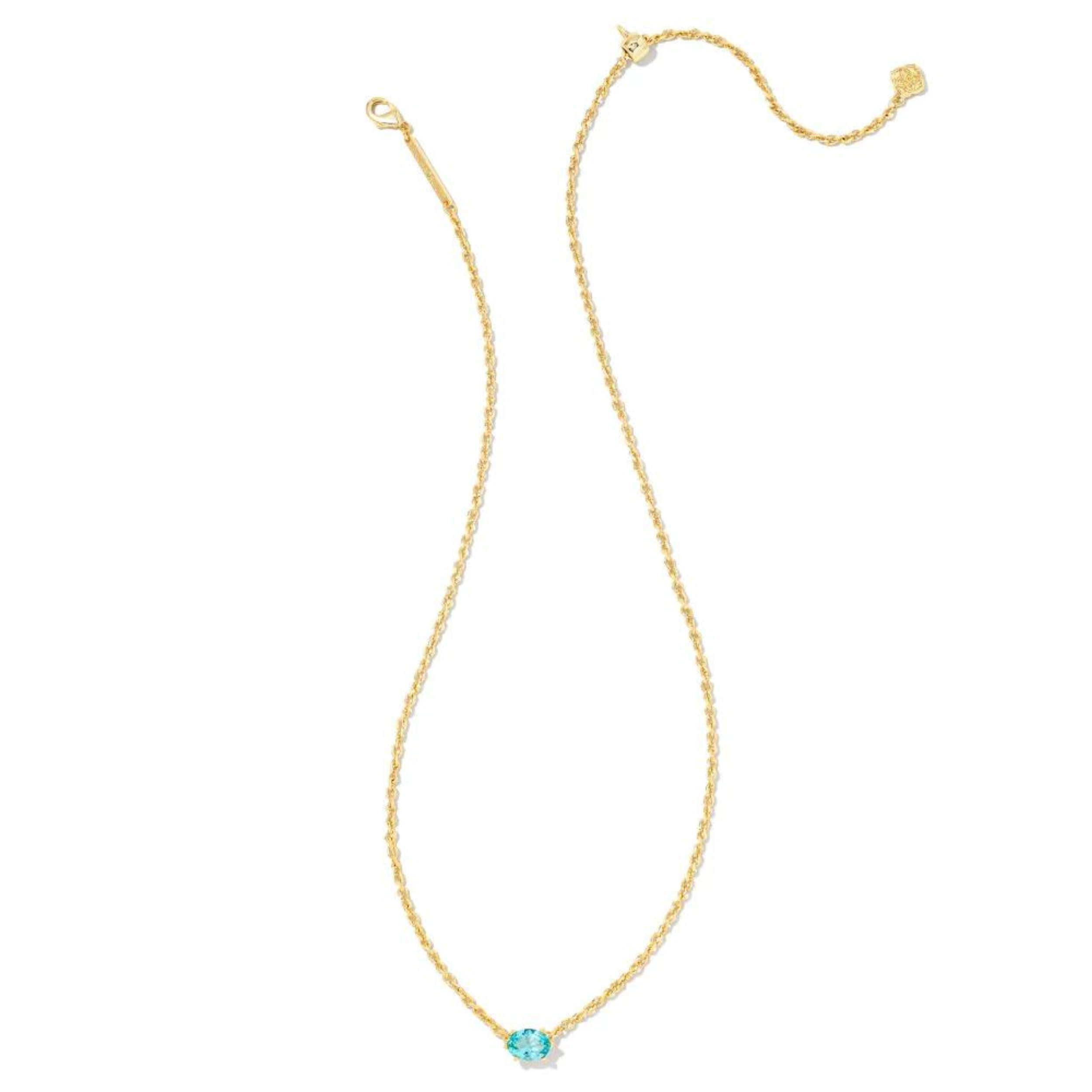 Kendra Scott | Cailin Gold Pendant Necklace in Aqua Crystal - Giddy Up Glamour Boutique