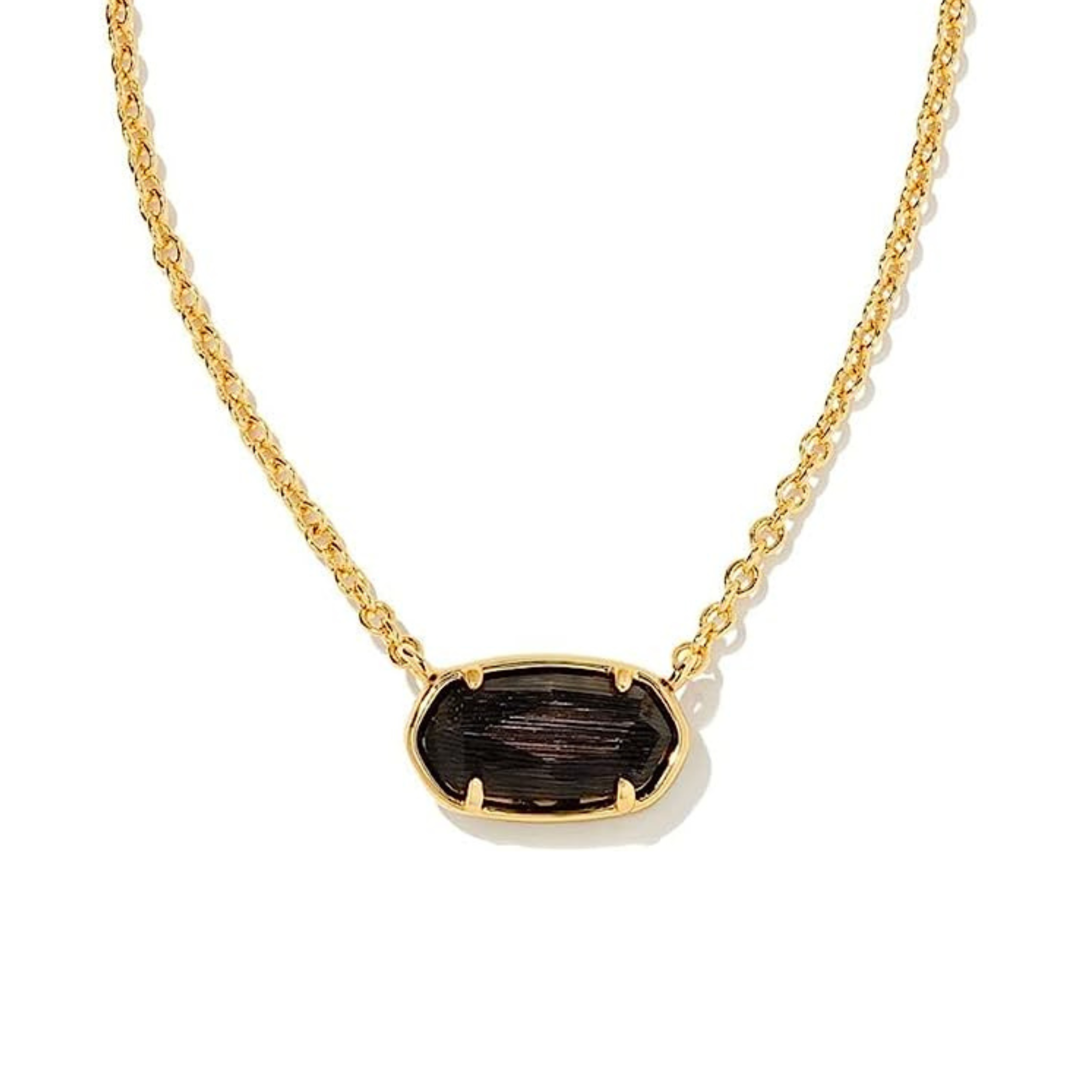 Kendra Scott | Grayson Gold Pendant Necklace in Black Cats Eye - Giddy Up Glamour Boutique