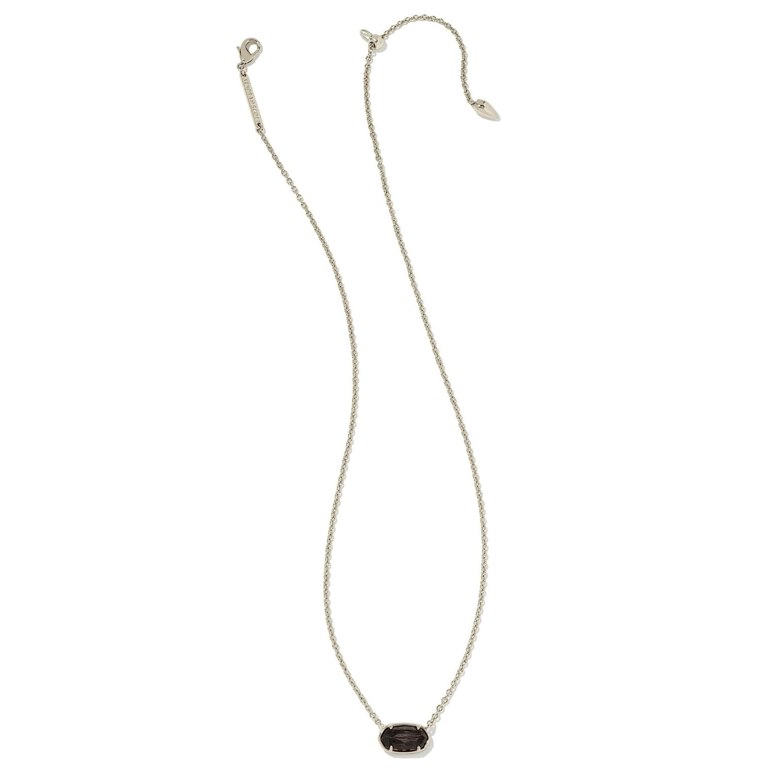 Kendra Scott | Grayson Silver Pendant Necklace in Black Cats Eye - Giddy Up Glamour Boutique