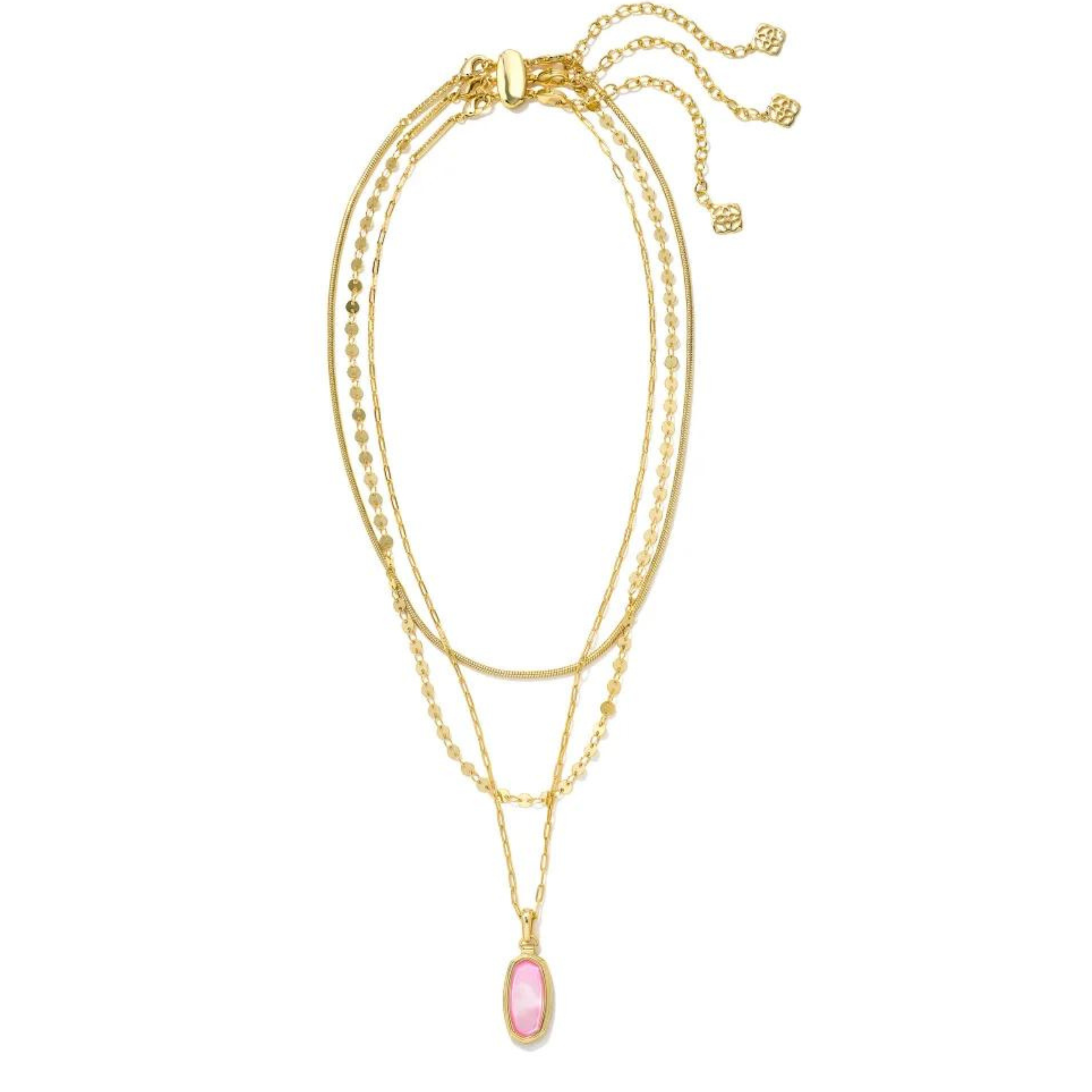 Kendra Scott | Framed Dani Convertible Gold Triple Strand Necklace in Peony Mother of Pearl - Giddy Up Glamour Boutique