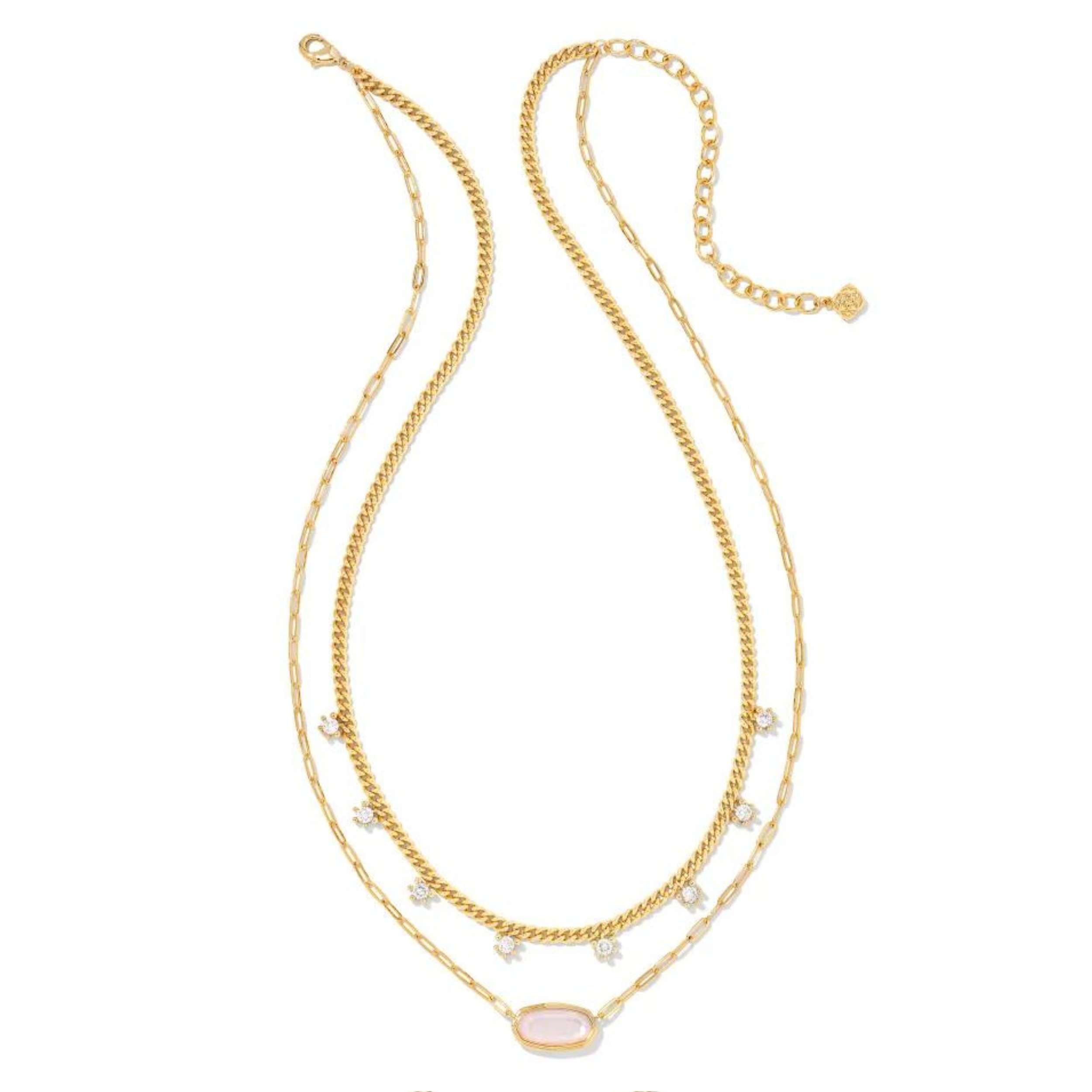 Kendra Scott | Framed Elisa Gold Multi Strand Necklace in Pink Opalite Illusion - Giddy Up Glamour Boutique