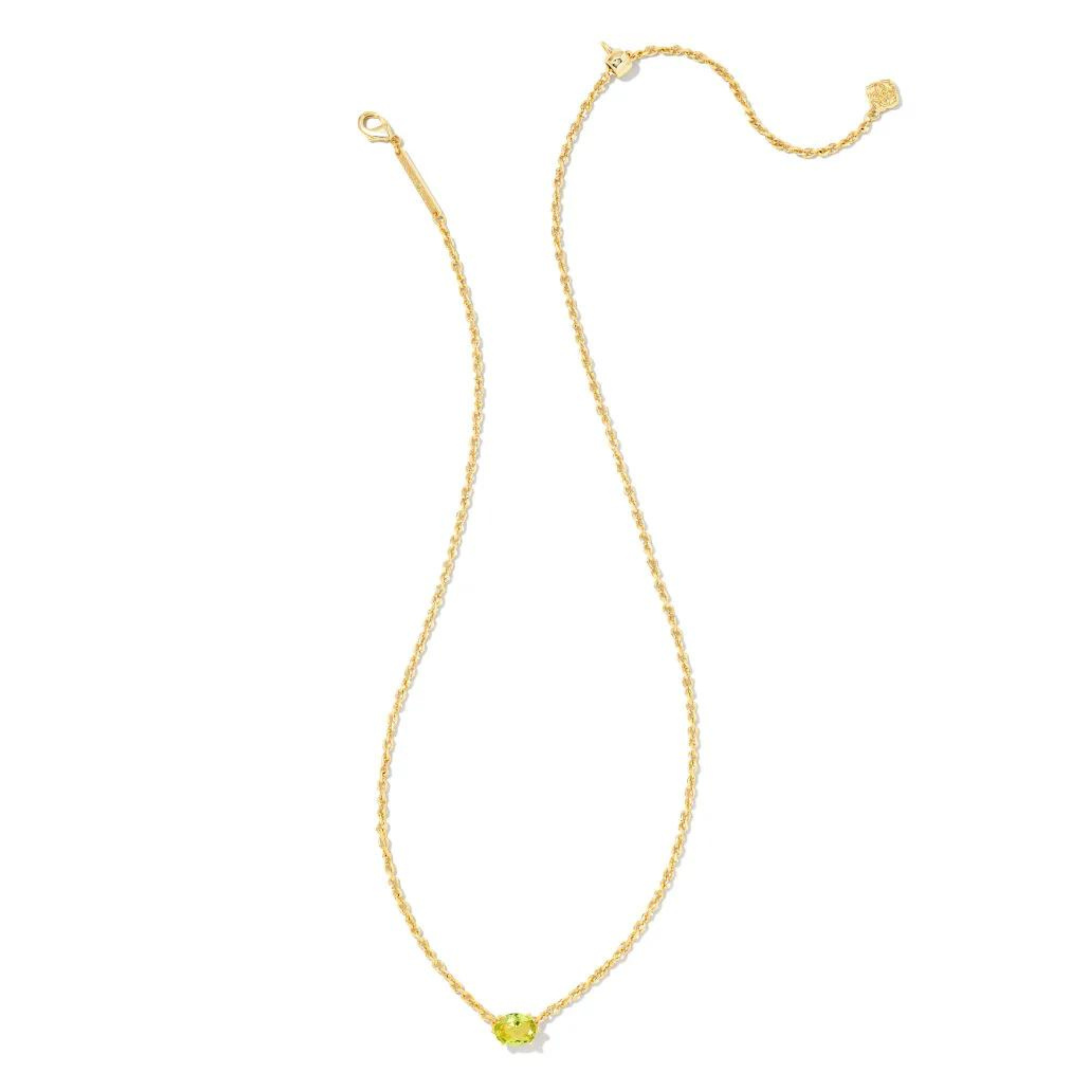 Kendra Scott | Cailin Gold Pendant Necklace in Green Peridot Crystal - Giddy Up Glamour Boutique