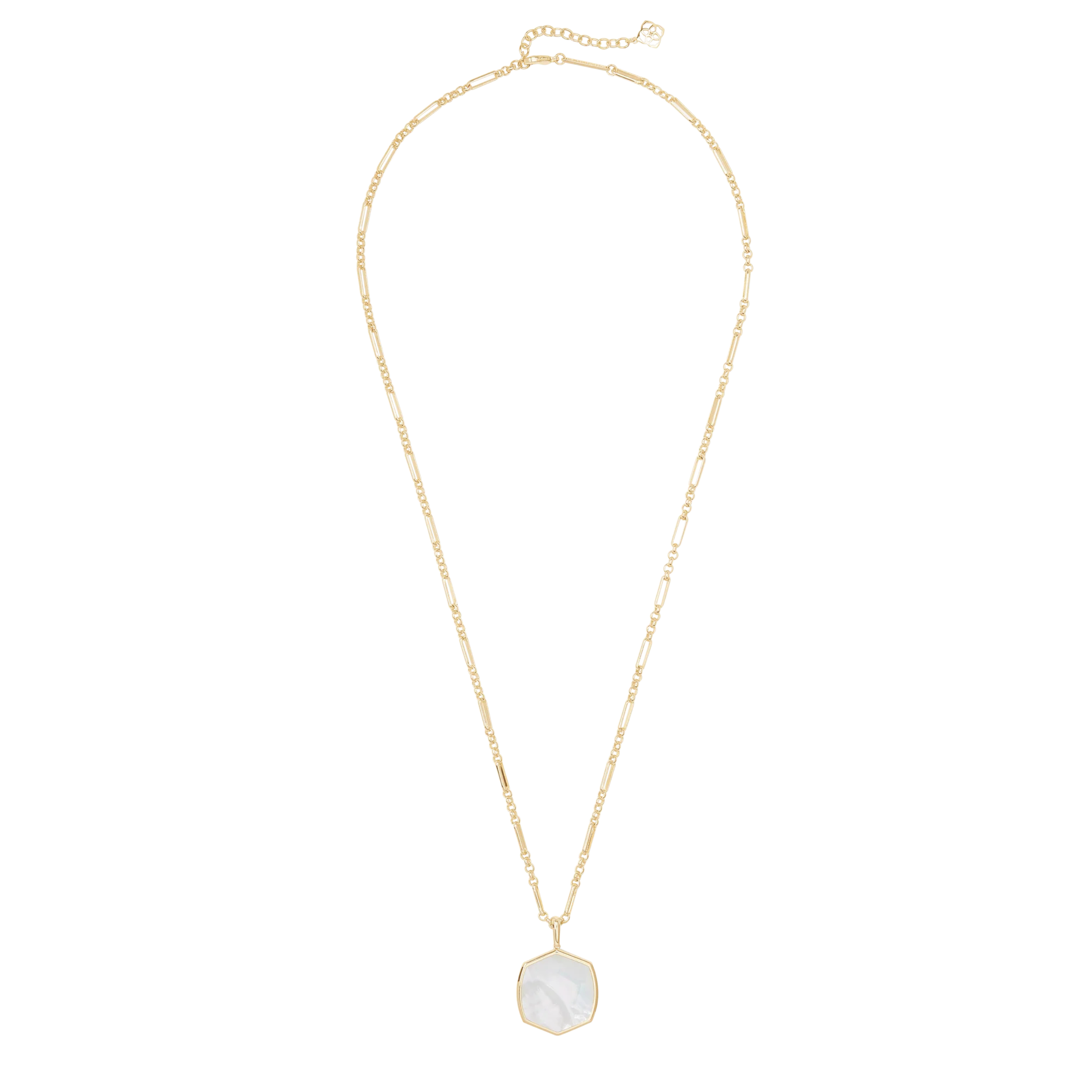 Kendra Scott |  Davis Large Long Pendant Necklace in Gold Ivory Mother Of Pearl - Giddy Up Glamour Boutique