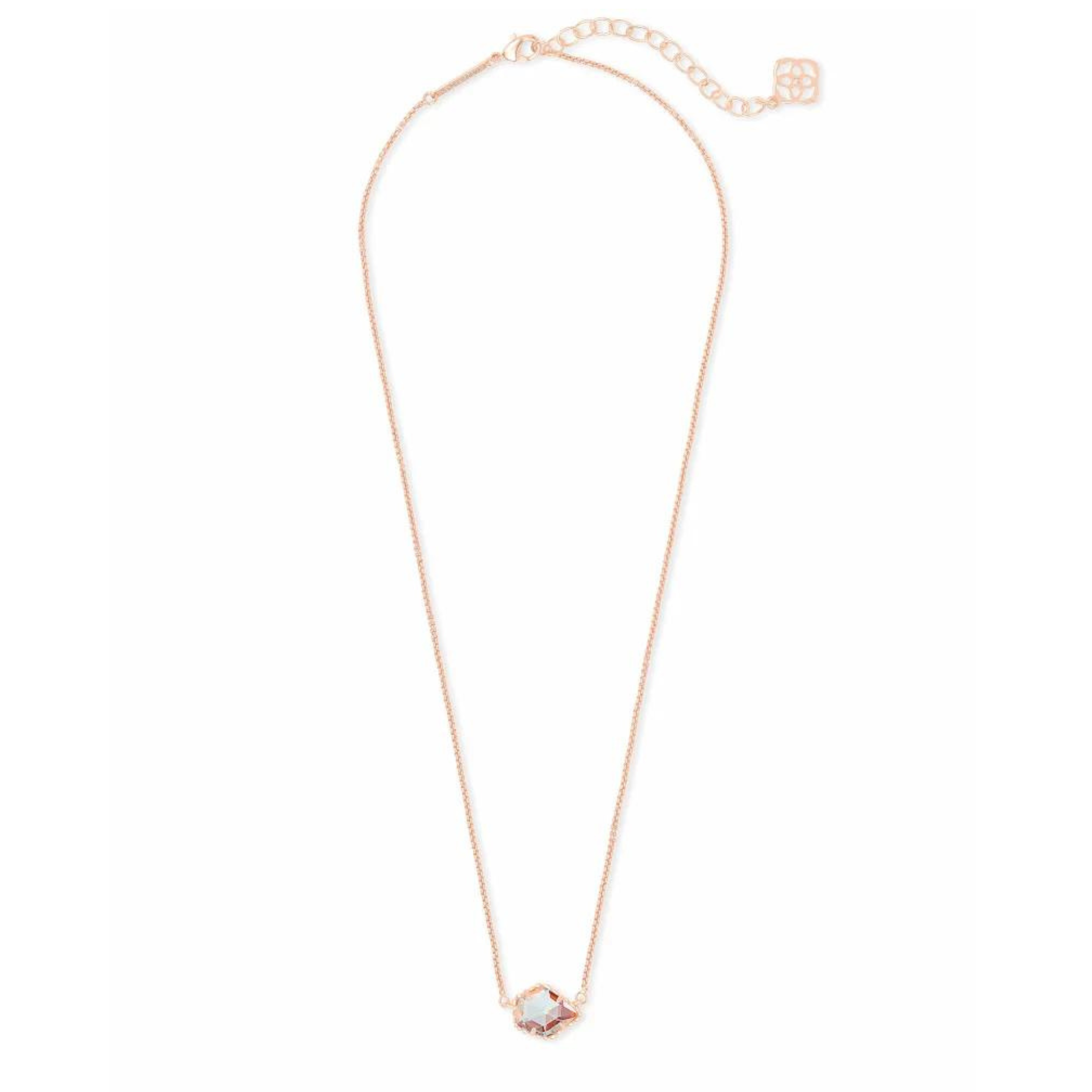 Kendra Scott | Tess Rose Gold Pendant Necklace in Dichroic Glass - Giddy Up Glamour Boutique