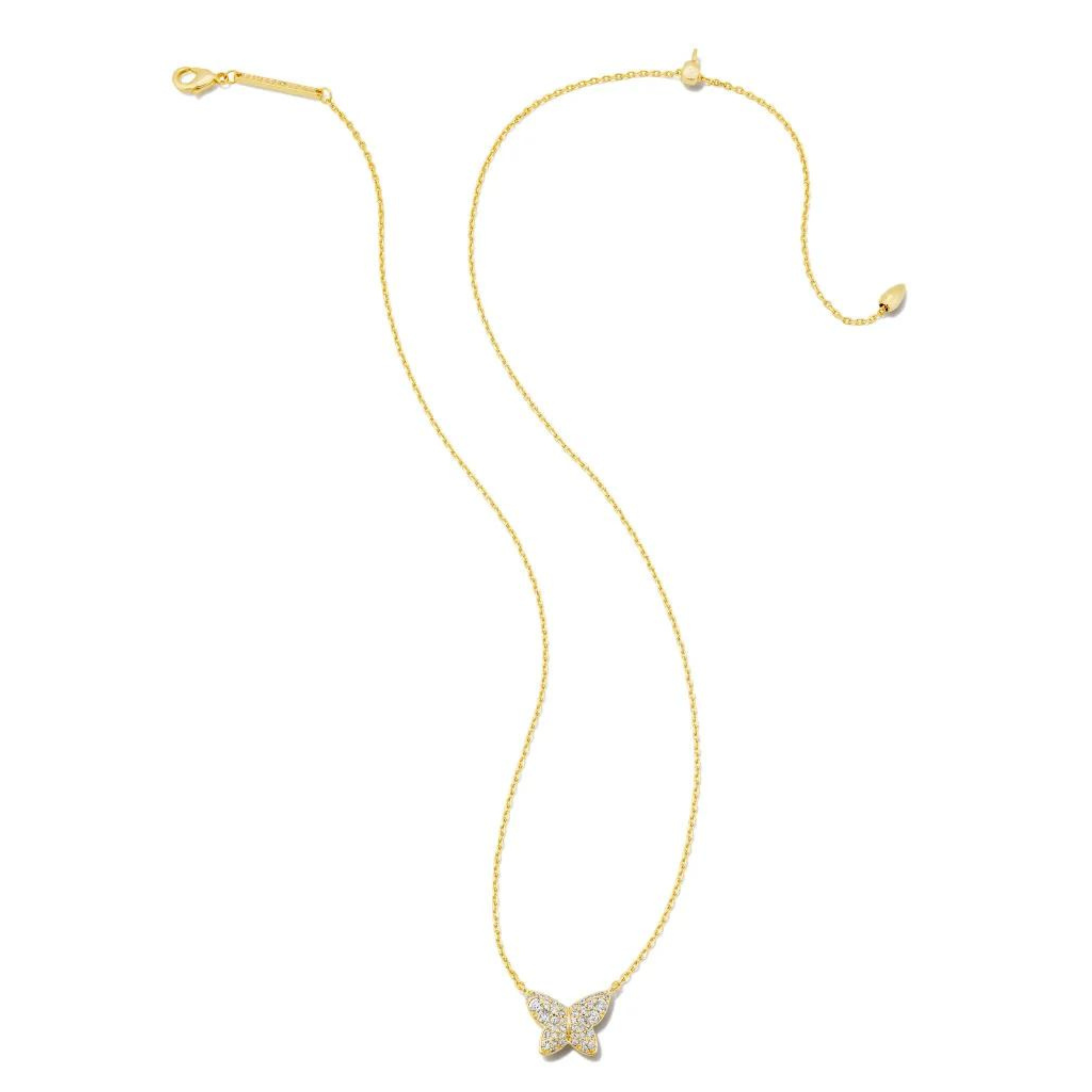 Kendra Scott | Lillia Crystal Butterfly Gold Pendant Necklace in White Crystal