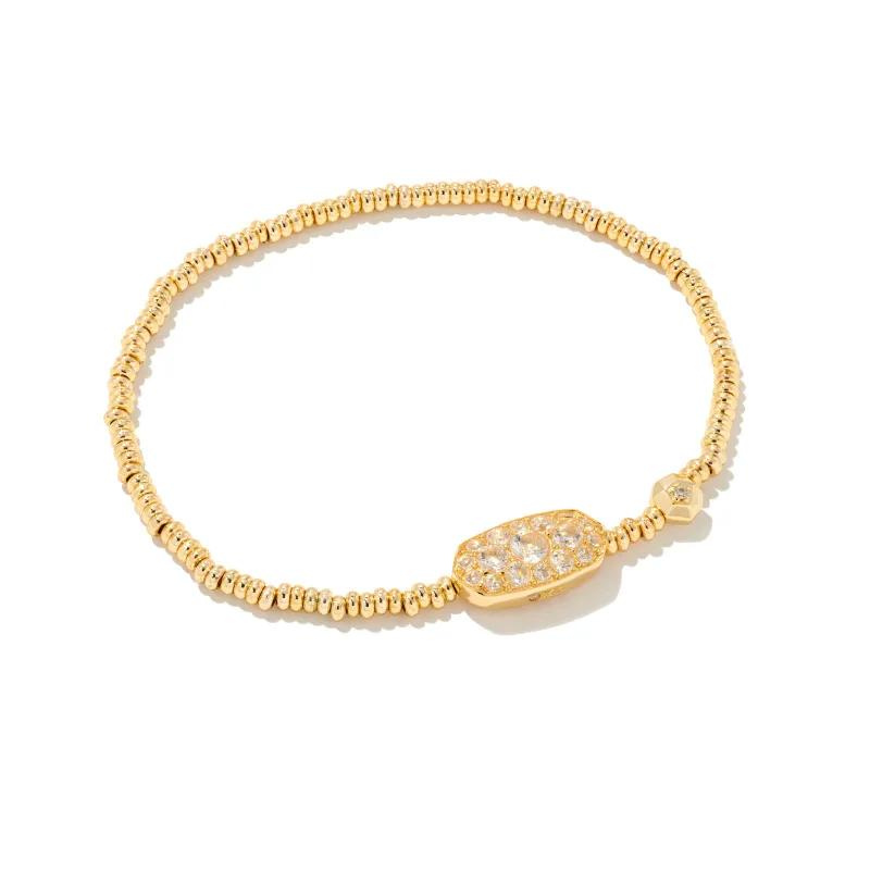 Kendra Scott | Grayson Gold Crystal Stretch Bracelet in White Crystal - Giddy Up Glamour Boutique