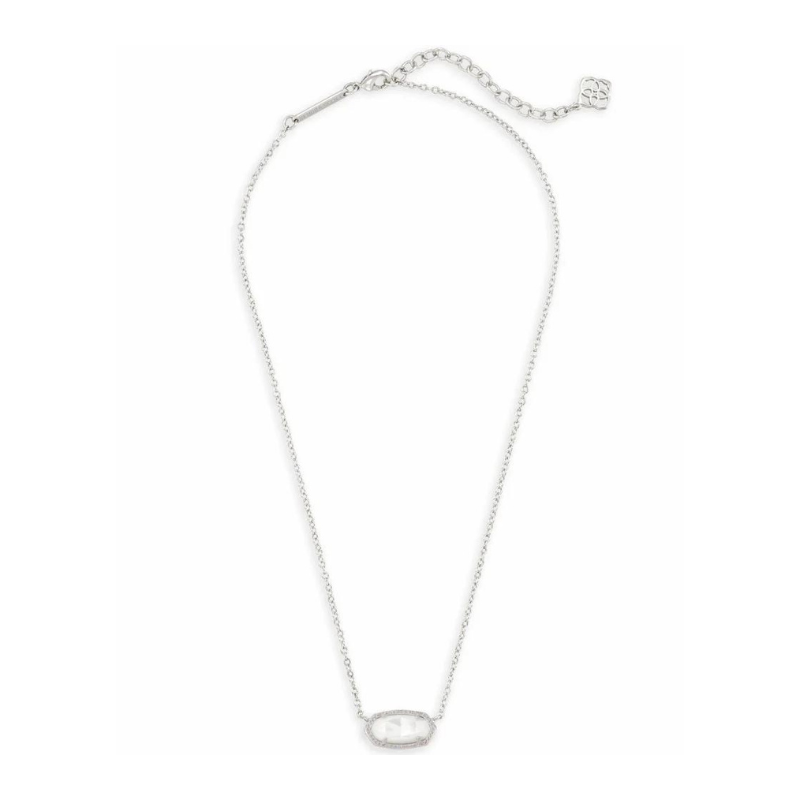 Kendra Scott | Elisa Silver Short Pendant Necklace In Ivory Mother-Of-Pearl - Giddy Up Glamour Boutique