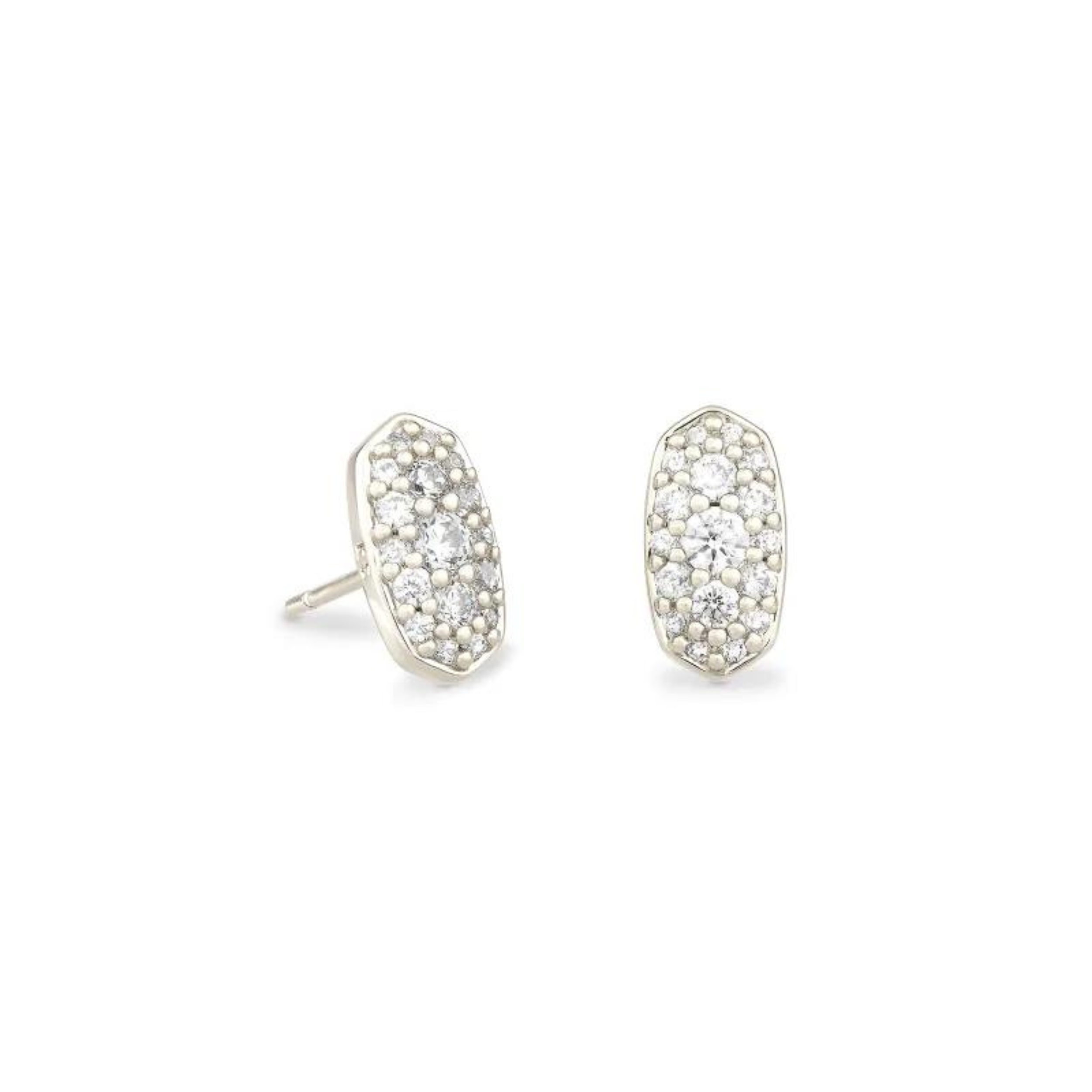 Kendra Scott | Grayson Silver Stud Earrings in White Crystal - Giddy Up Glamour Boutique