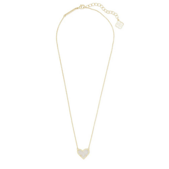 Kendra Scott | Ari Heart Gold Pendant Necklace in Iridescent Drusy - Giddy Up Glamour Boutique