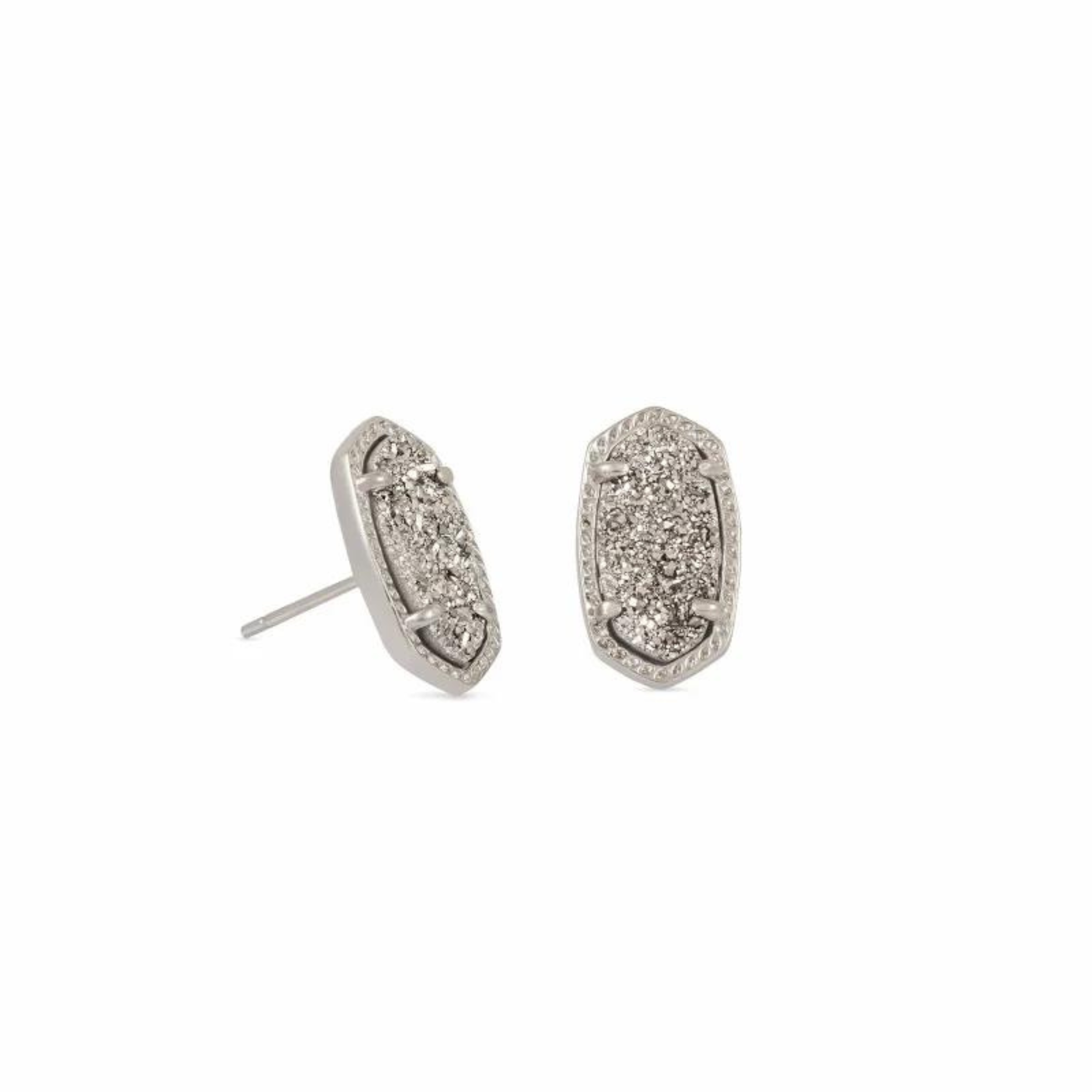 Kendra Scott | Ellie Silver Stud Earrings in Platinum Drusy - Giddy Up Glamour Boutique