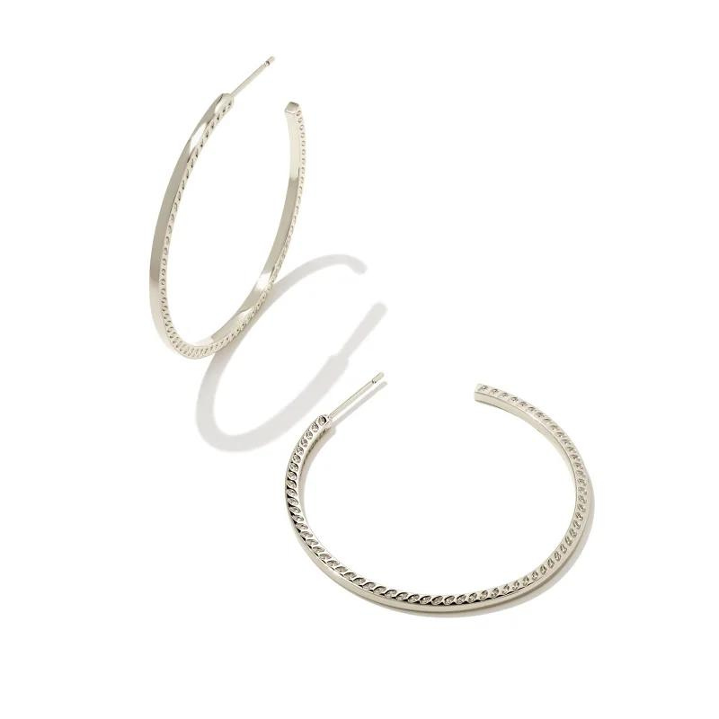 Silver hoops pictured on a white background.