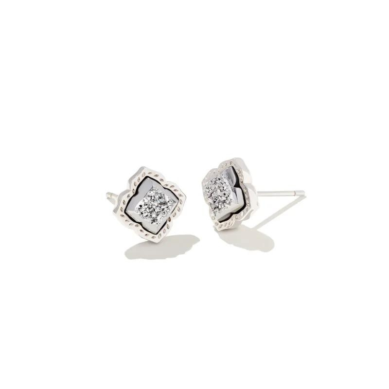 Silver studs with platinum drusy stones.