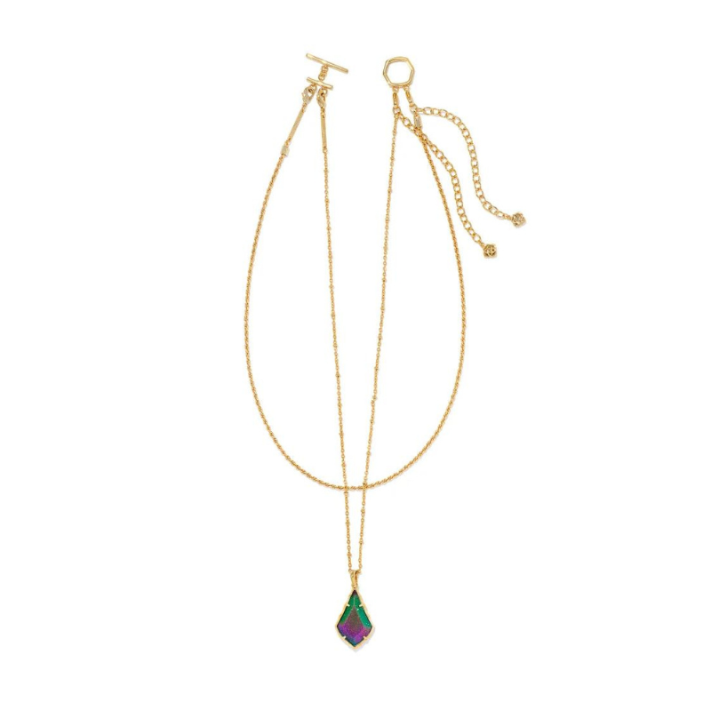 Kendra Scott | Faceted Alex Gold Convertible Necklace in Iridescent Blue Goldstone - Giddy Up Glamour Boutique