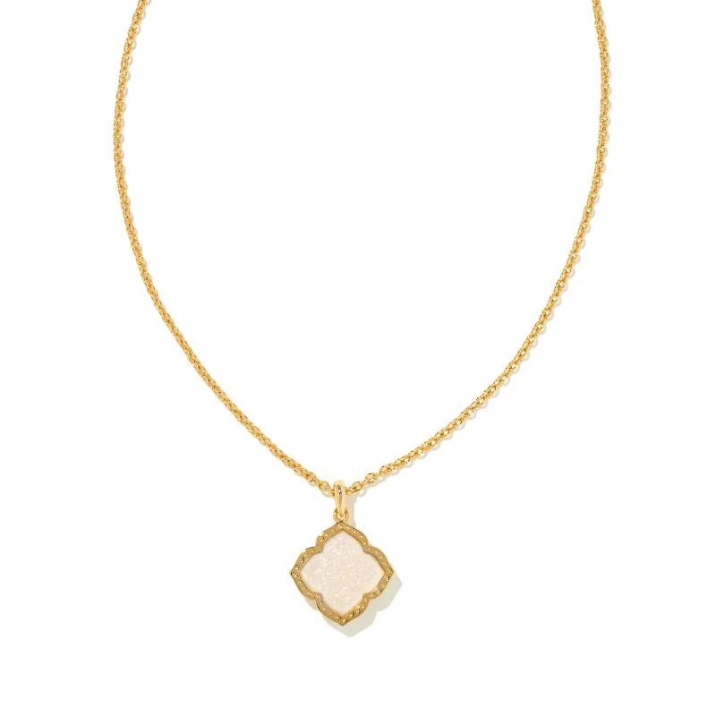 Kendra Scott | Mallory Gold Pendant Necklace in Iridescent Drusy - Giddy Up Glamour Boutique