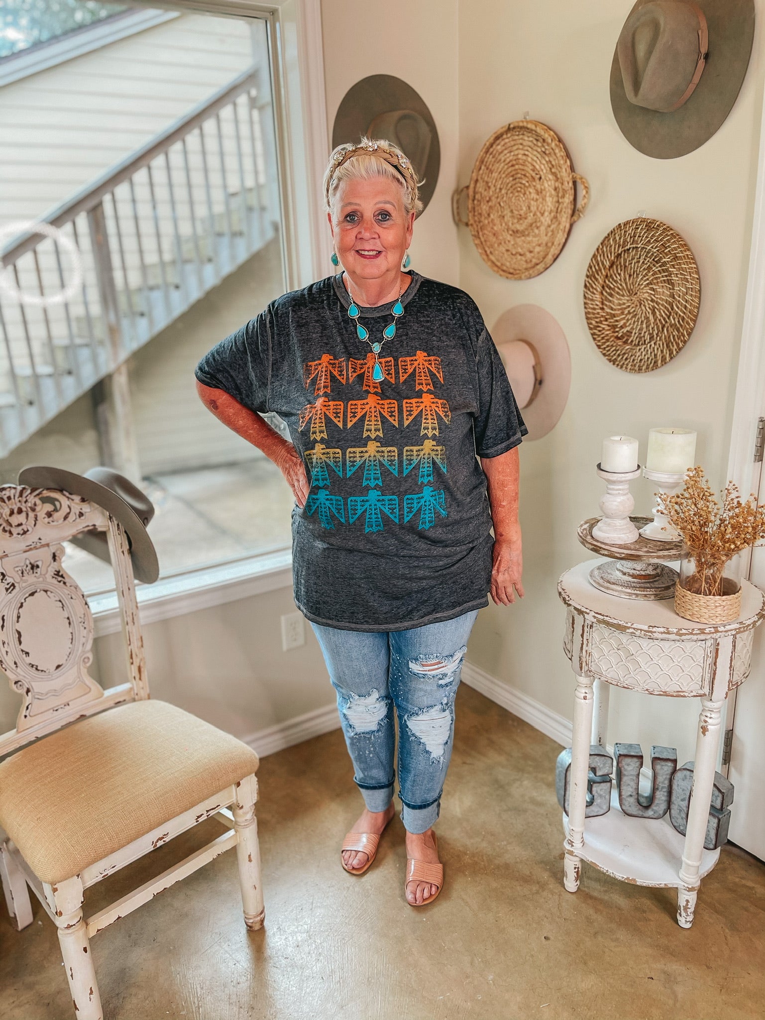 The Winnebago Thunderbird Wave Short Sleeve Graphic Tee in Charcoal Grey - Giddy Up Glamour Boutique