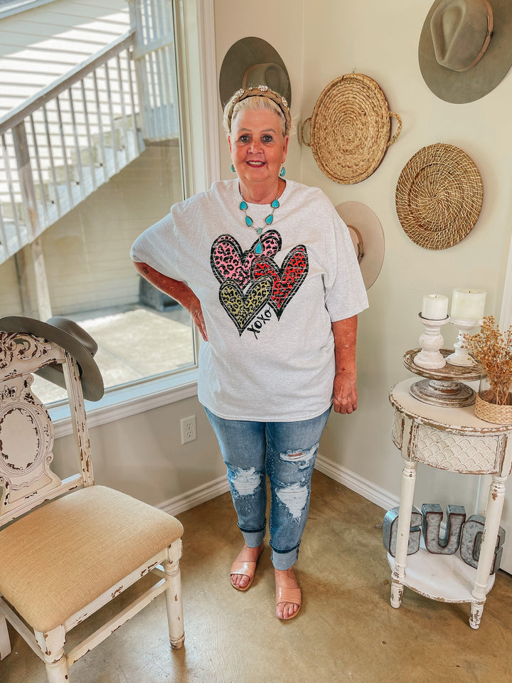 Wild Hearts Leopard Multi Graphic Tee in Heather Grey - Giddy Up Glamour Boutique