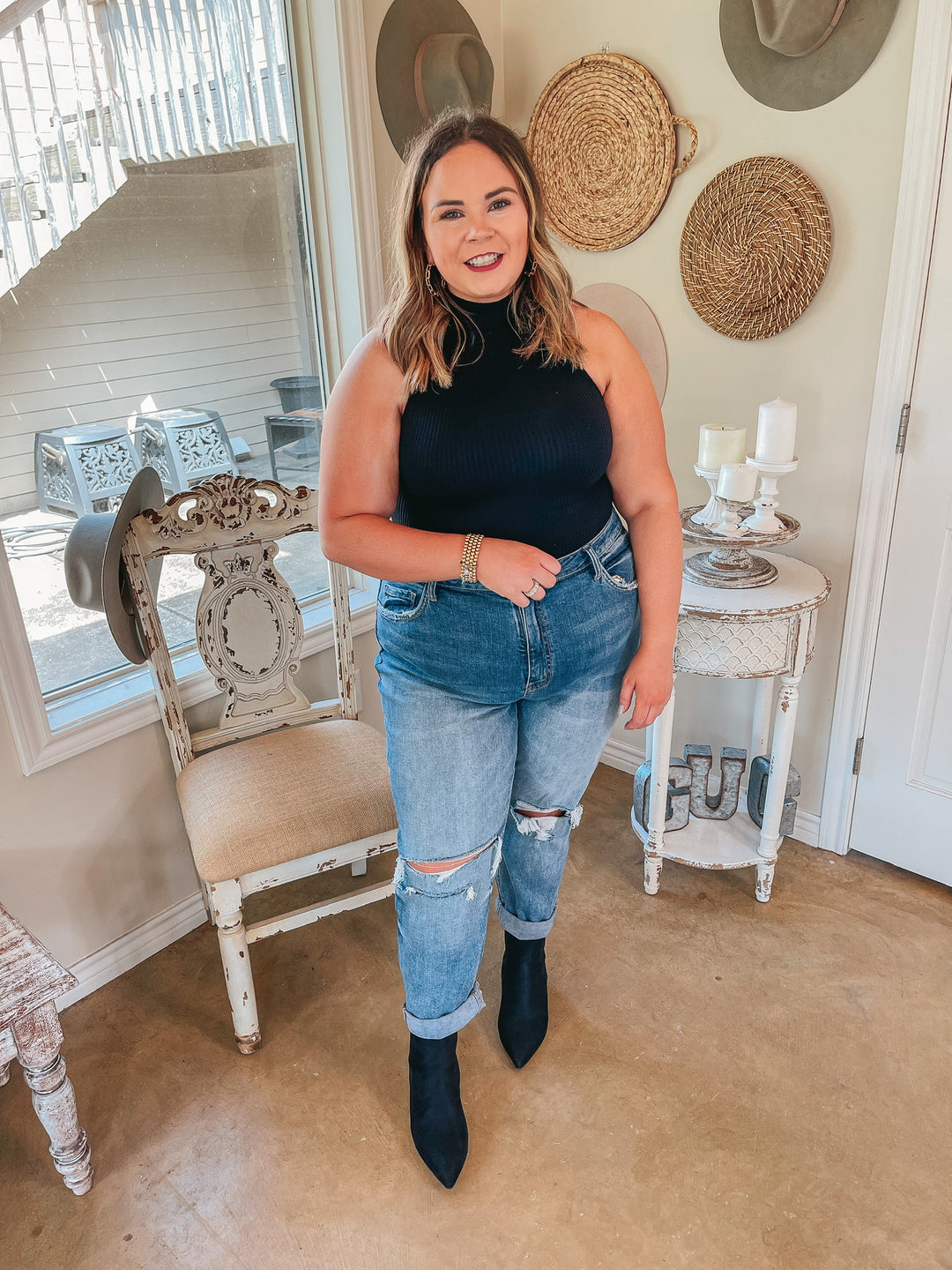 Queen of Comfort  High Neck Ribbed Sleeveless Crop Top in Black - Giddy Up Glamour Boutique