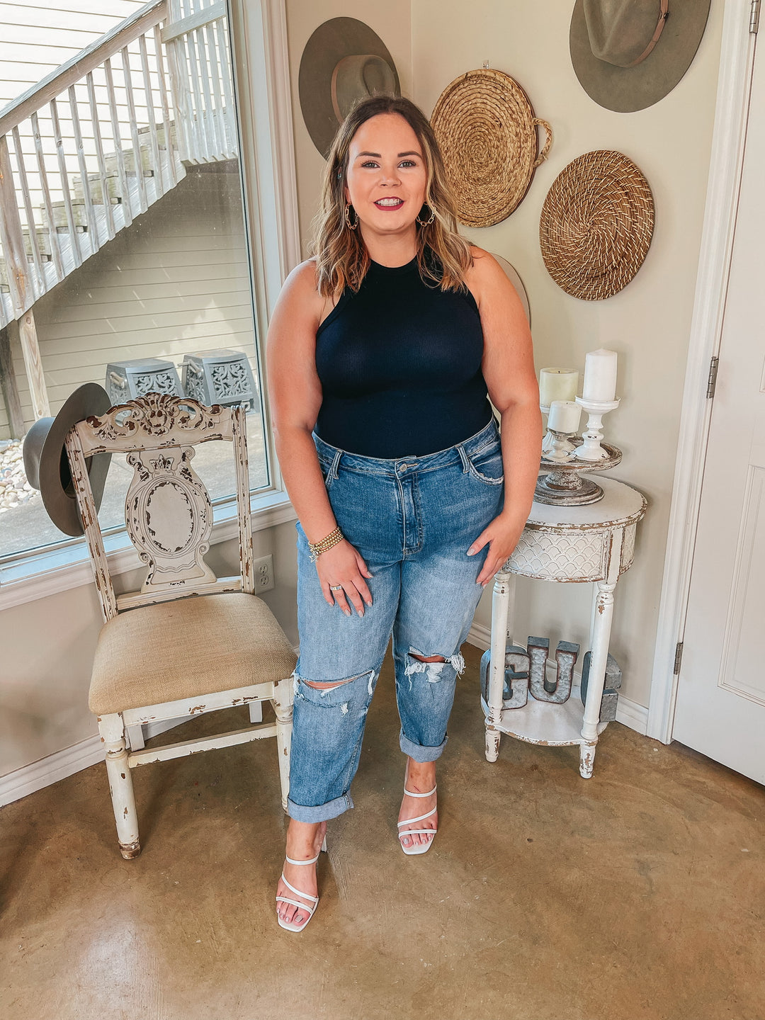 Chill With Me Ribbed Tank Top Body Suit in Black - Giddy Up Glamour Boutique