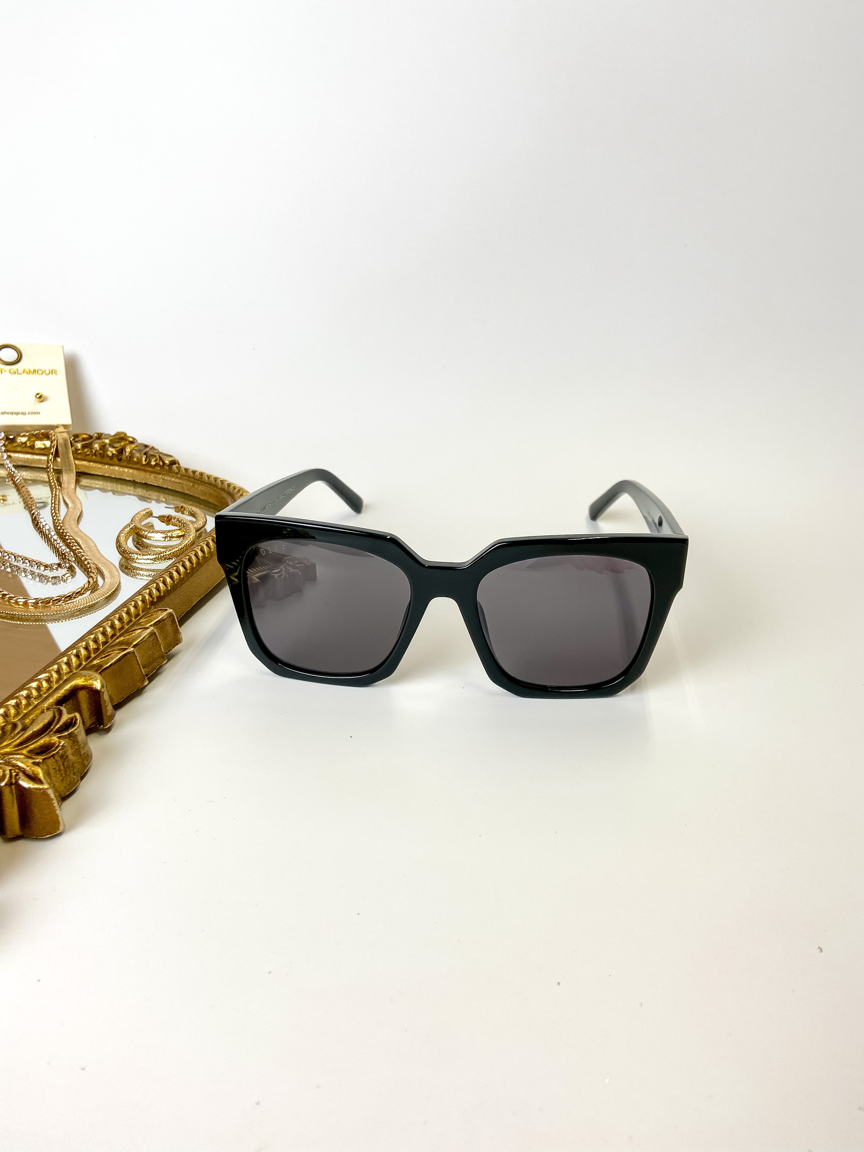 DIFF | Ariana II Square Lens Sunglasses in Black - Giddy Up Glamour Boutique