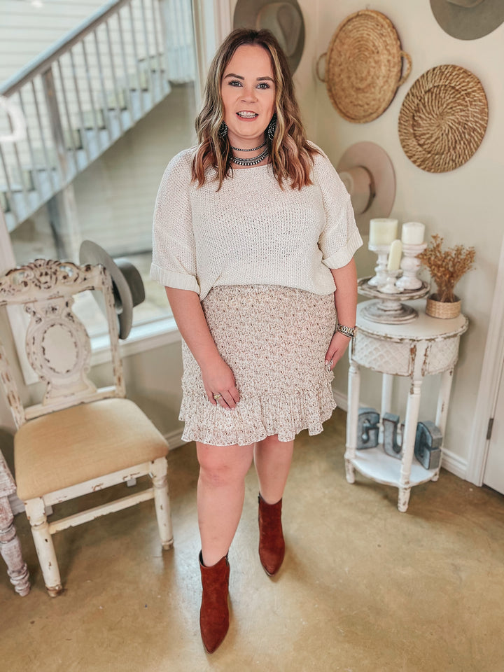 Together Again Short Drop Sleeve Cropped Sweater in Ivory - Giddy Up Glamour Boutique