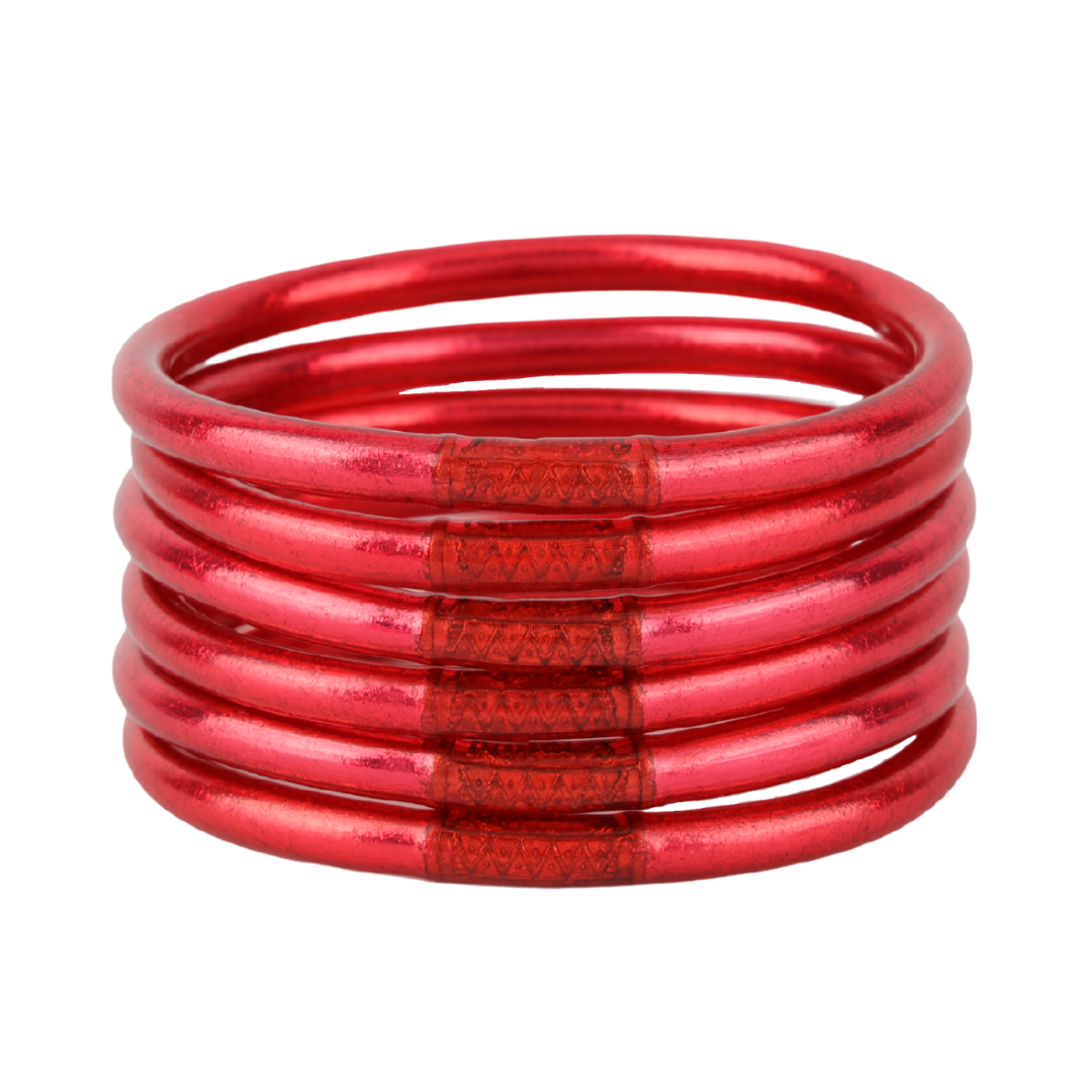 BuDhaGirl | Set of Six | All Weather Bangles in BDG Pink/Red - Giddy Up Glamour Boutique