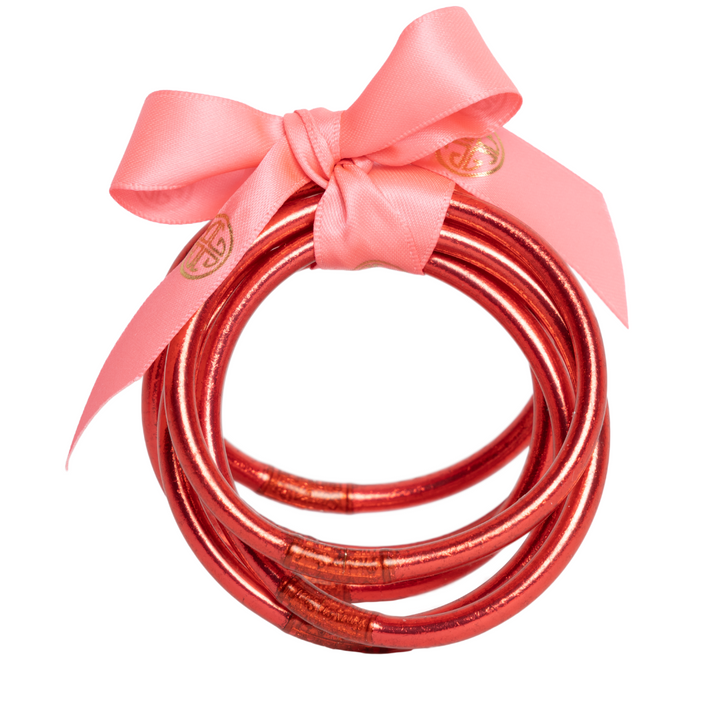 BuDhaGirl | Set of Six | All Weather Bangles in BDG Pink/Red - Giddy Up Glamour Boutique