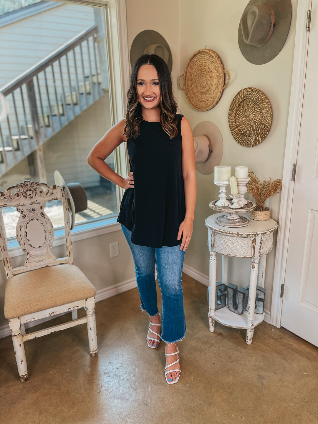 Give Me Joy Solid Bulgari A-Line Tank Top in Black - Giddy Up Glamour Boutique