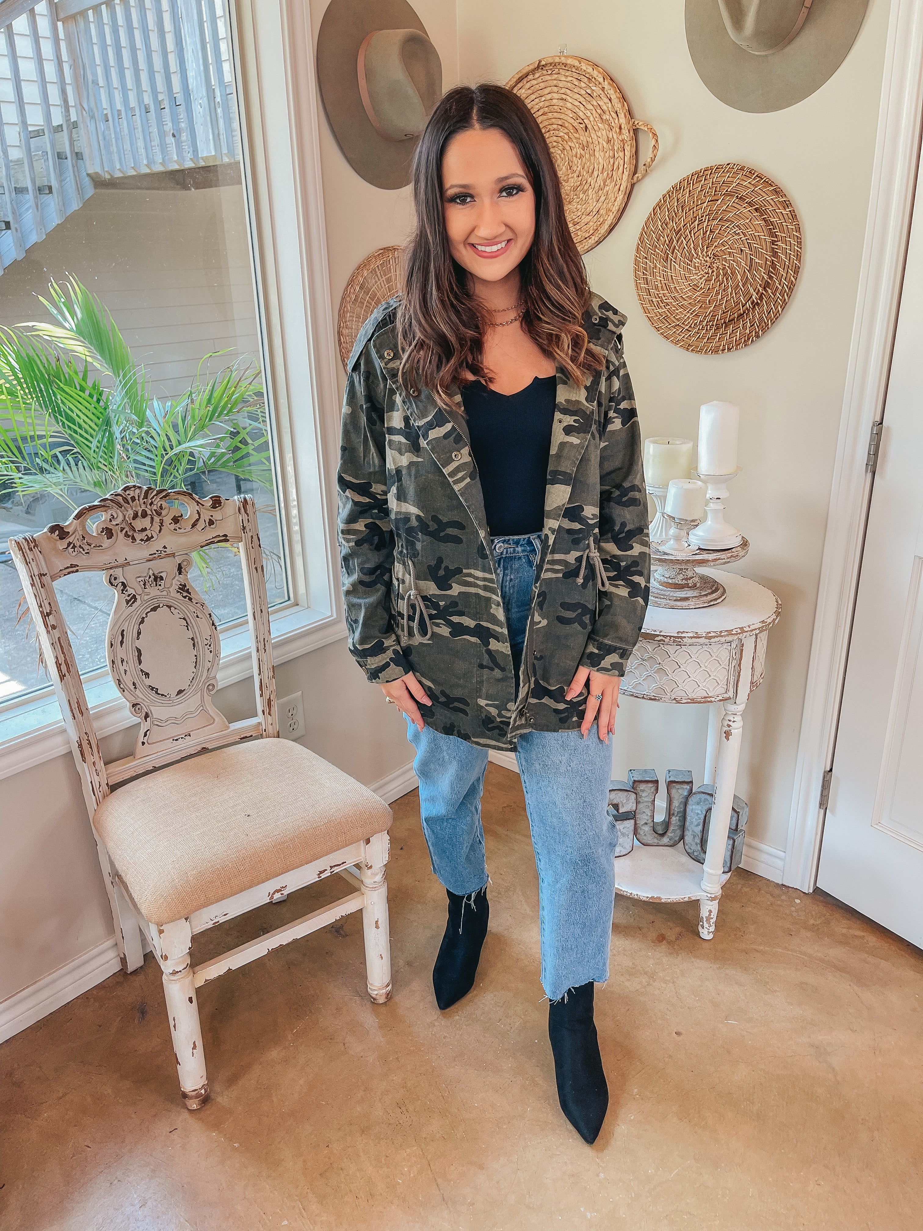 Colder Weather Button and Zip Up Utility Jacket in Camouflage - Giddy Up Glamour Boutique