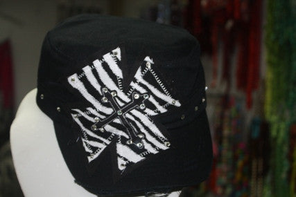 GUG Original Cap - Zebra Cross on Black Cap in Assorted Colors - Giddy Up Glamour Boutique