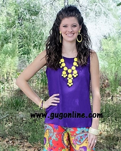 Last Chance Size Medium | Bow Me Away Top in Purple and Yellow - Giddy Up Glamour Boutique