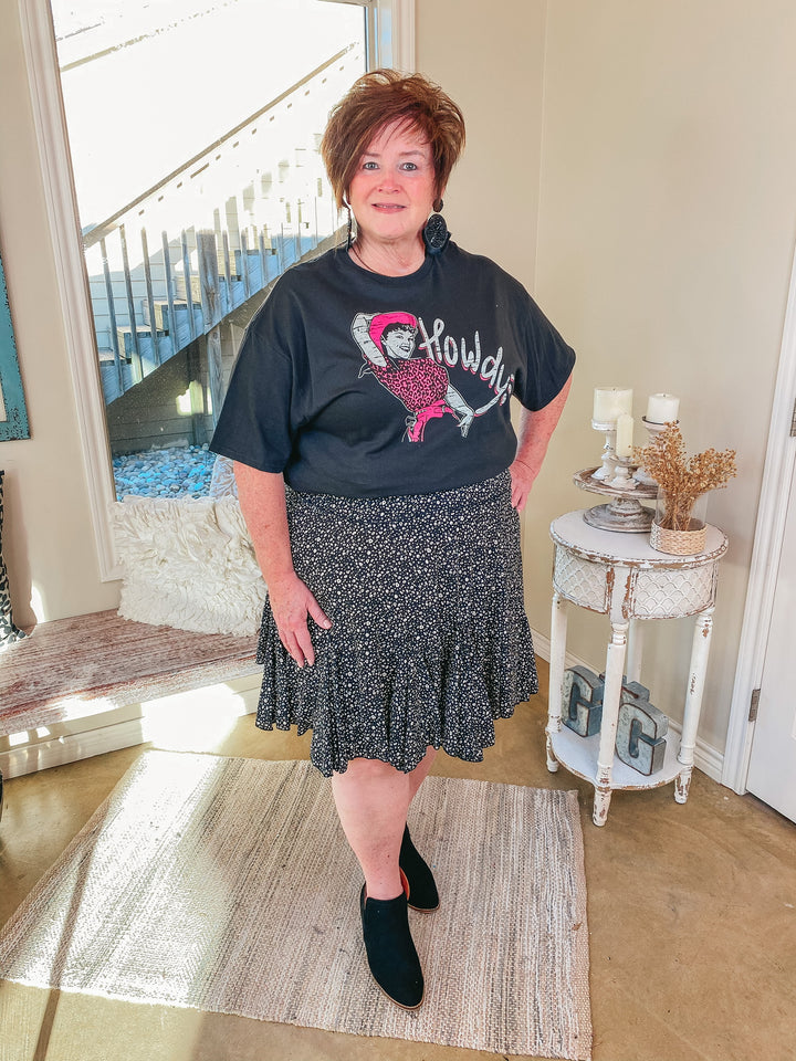 Newest Views Small Leopard Ruffle Skirt in Black - Giddy Up Glamour Boutique