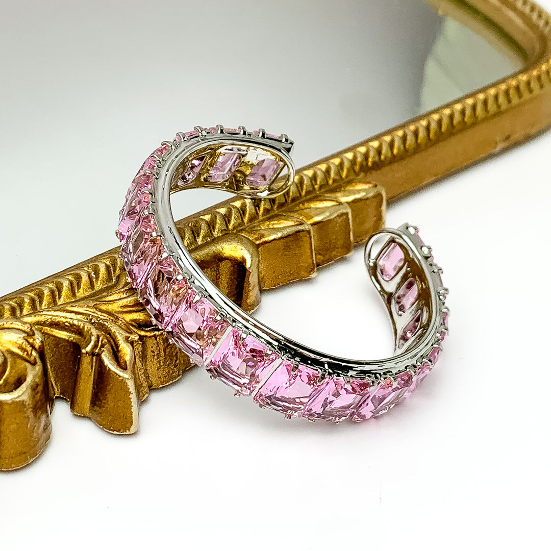 Sorrelli | Julianna Rectangle Crystal Cuff Bracelet in Palladium Silver Tone and First Kiss - Giddy Up Glamour Boutique