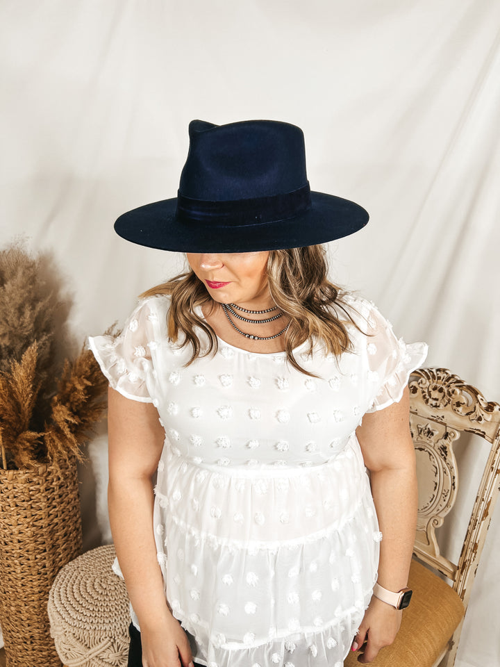 GiGi Pip | Miller Rancher Wool Felt Hat with Velvet Band in Navy - Giddy Up Glamour Boutique