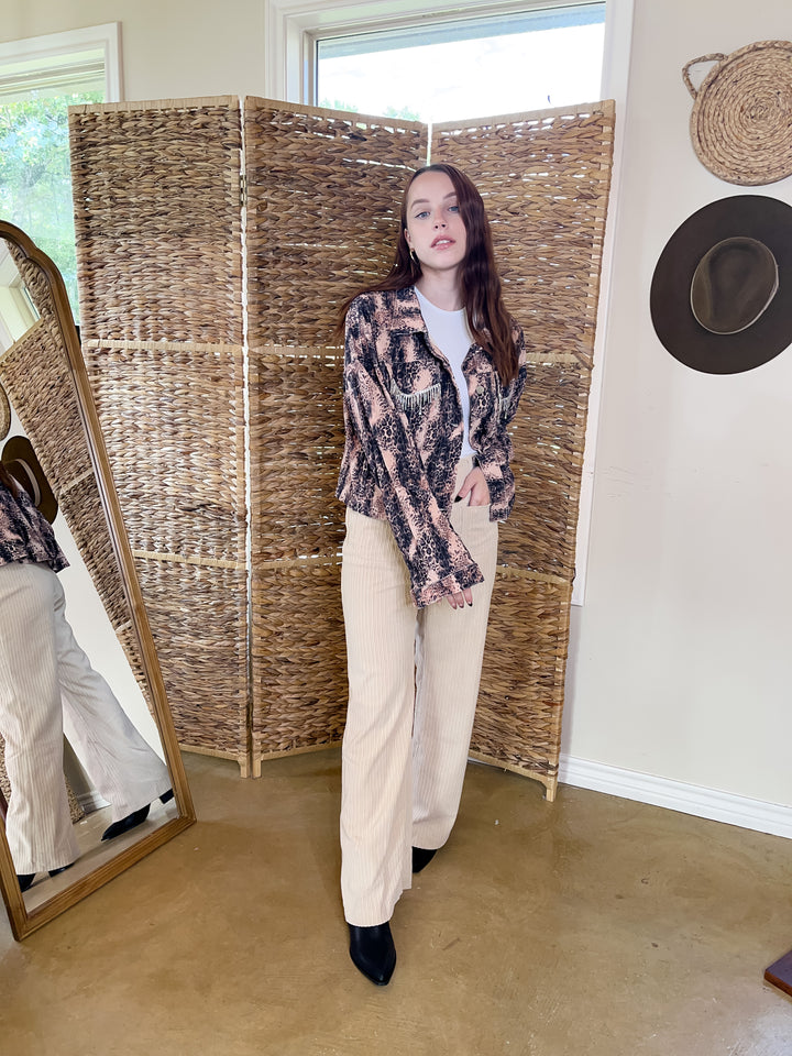 Favorable Day Wide Leg Corduroy Pants in Beige - Giddy Up Glamour Boutique