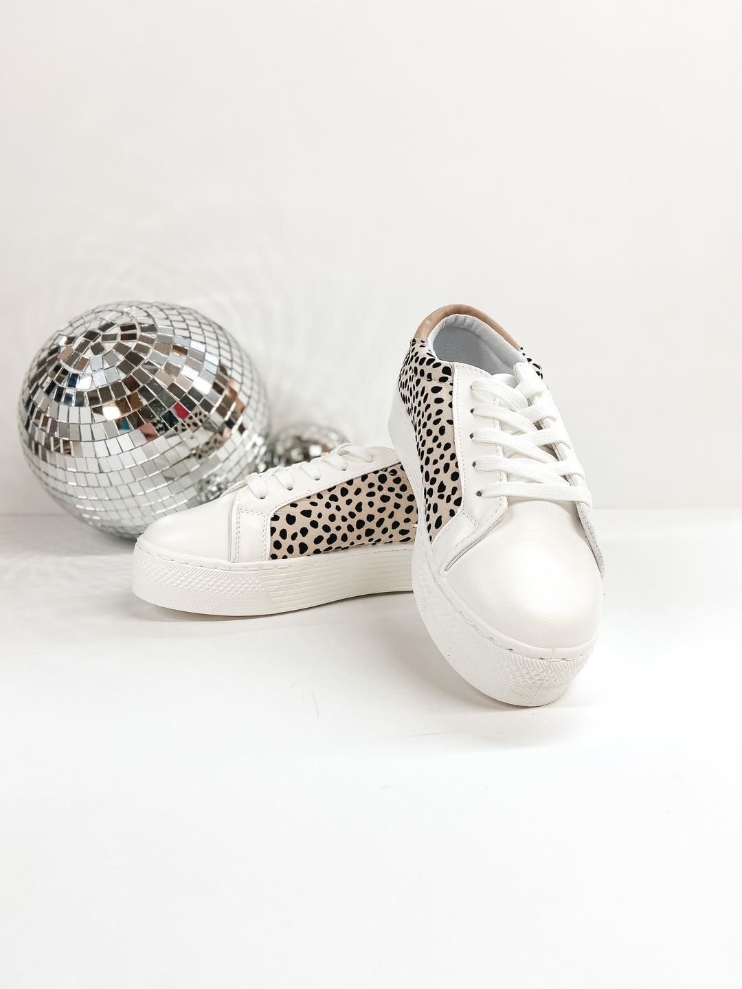 Casually Chic Lace Up Platform Sneakers in Dotted Leopard - Giddy Up Glamour Boutique