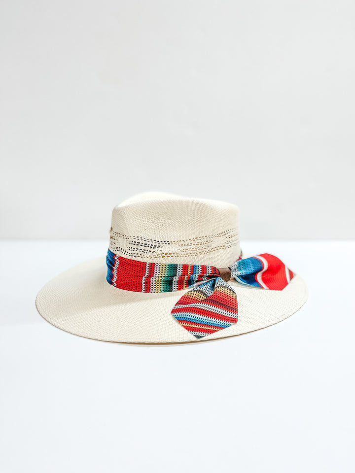 Charlie 1 Horse | Fiesta Straw Stiff Brim Hat with Serape Band in Natural - Giddy Up Glamour Boutique