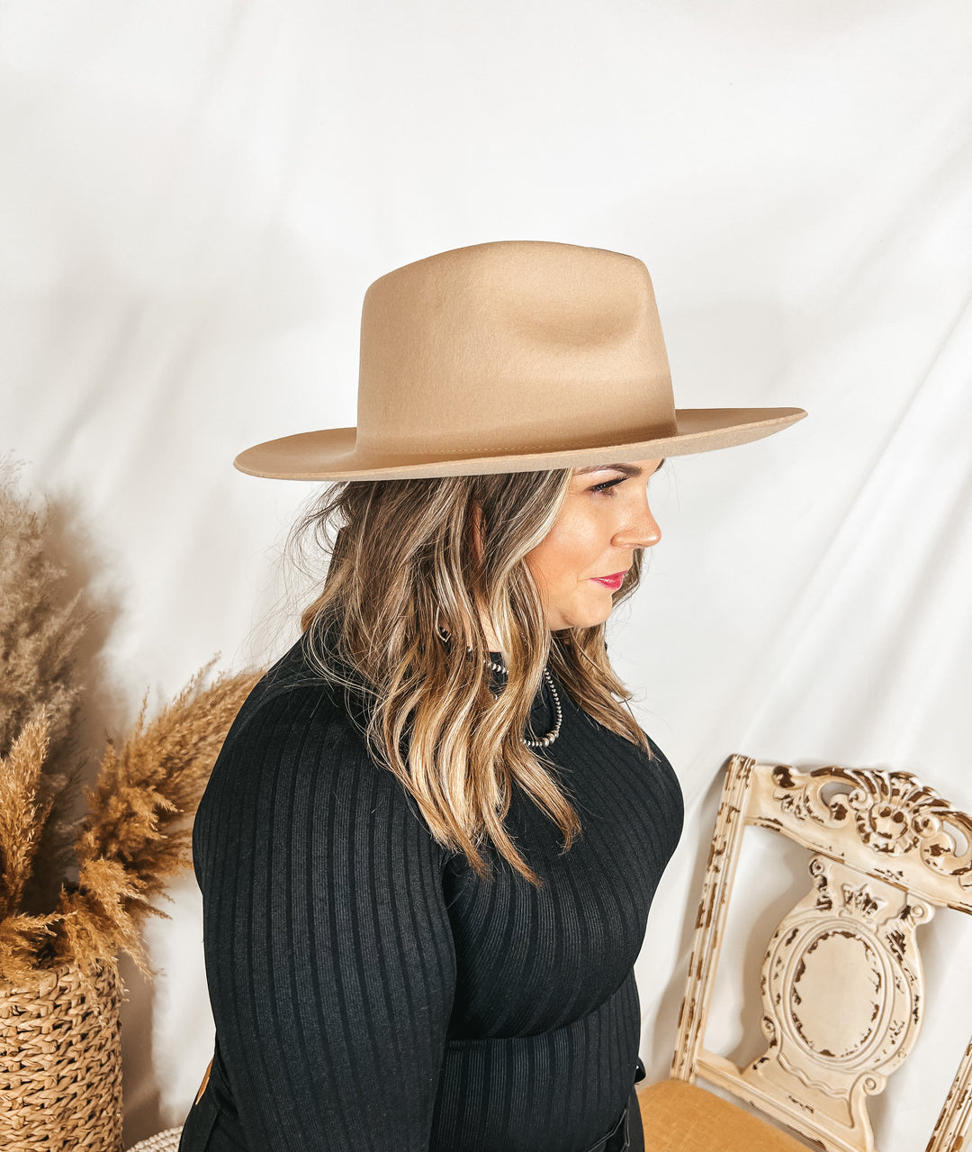 GiGi Pip | Zephyr Wool Felt Rancher Hat in Cream - Giddy Up Glamour Boutique