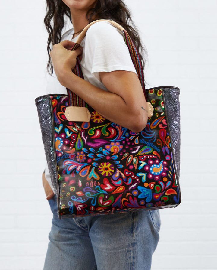 Consuela | Sophia Black Swirly Classic Tote - Giddy Up Glamour Boutique