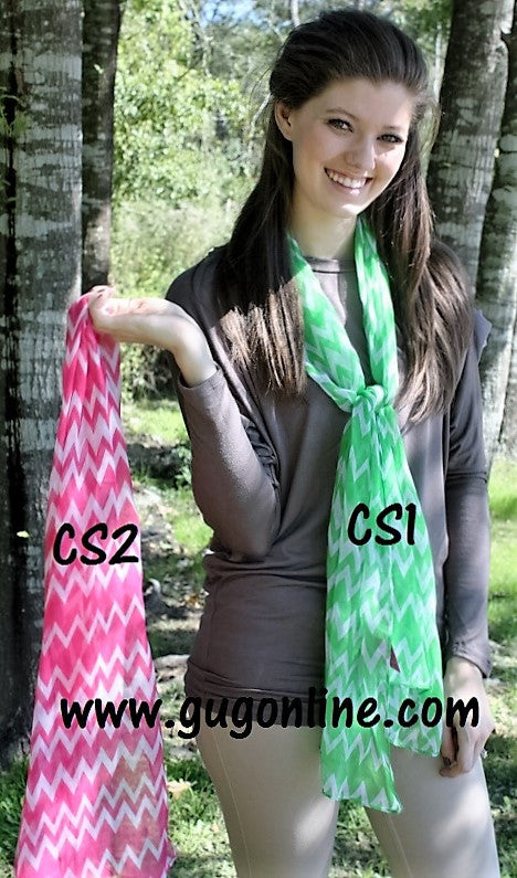 Chevron Scarves in Pink or Lime - Giddy Up Glamour Boutique