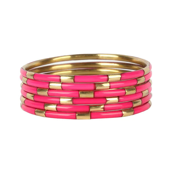 BuDhaGirl | Set of Six | Veda Bangles in Pink - Giddy Up Glamour Boutique