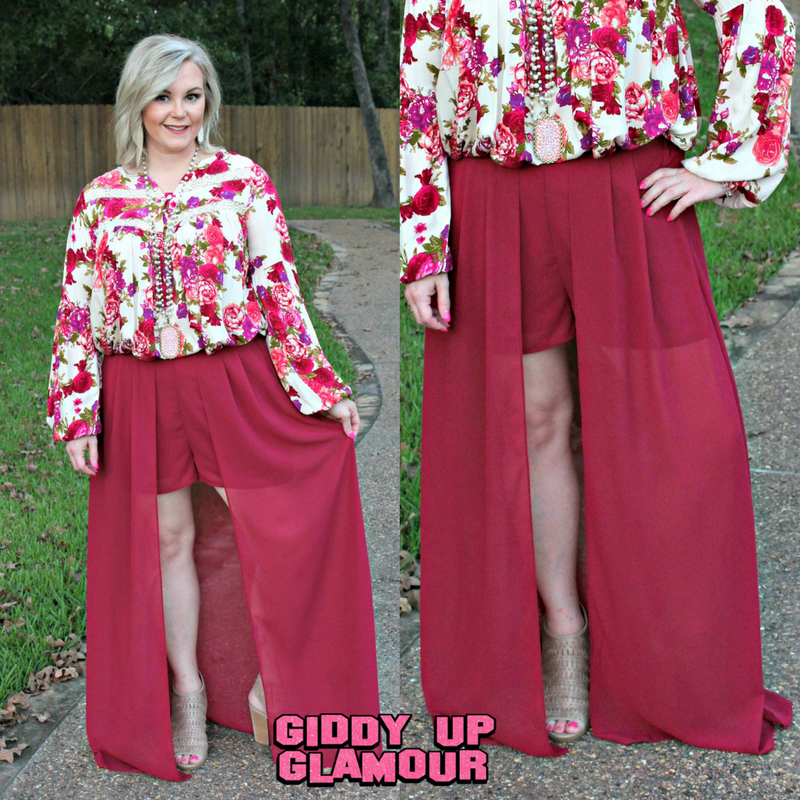 One in a Million Maxi Skirt in Maroon - Giddy Up Glamour Boutique