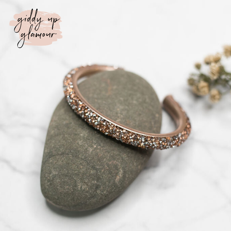 Crystal Cuff Bracelet in Rose Gold - Giddy Up Glamour Boutique