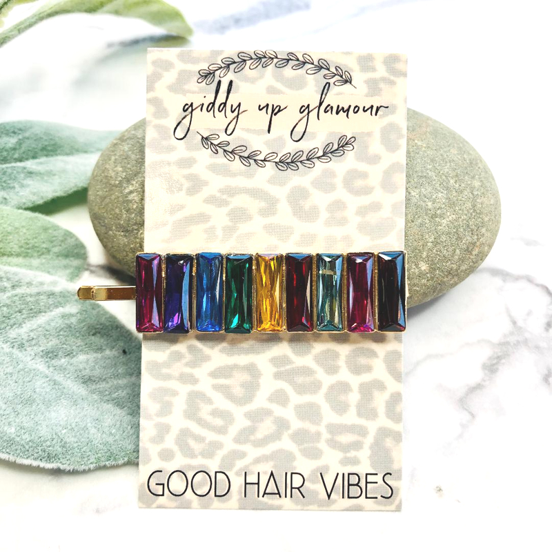 Rainbow Baguette Hair Pin - Giddy Up Glamour Boutique