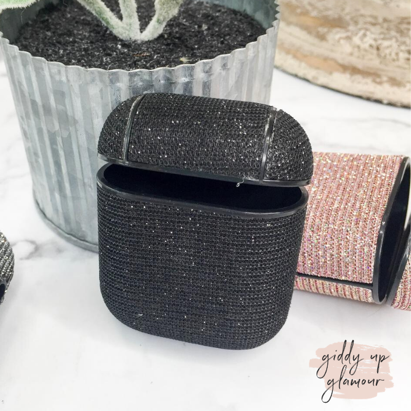 Protective AirPods Case in Black Glitter - Giddy Up Glamour Boutique