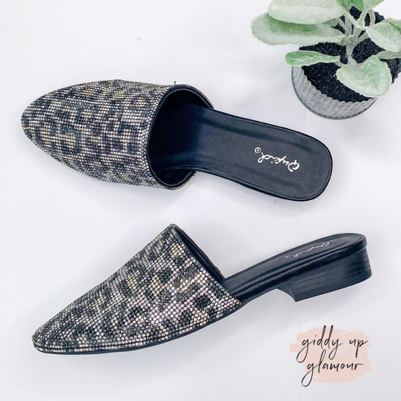 Last Chance Size 5.5, 6 & 7 | City Lights Crystal Slide-On Mule Flats in Champagne