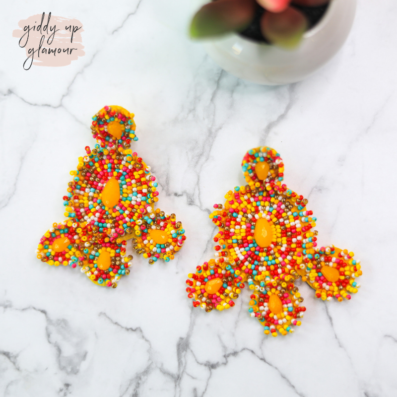 womens trendy jewelry seed bead multi colored statement earrings