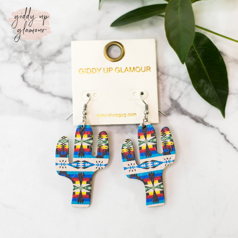 womens trendy jewelry aztec cactus wooden earrings
